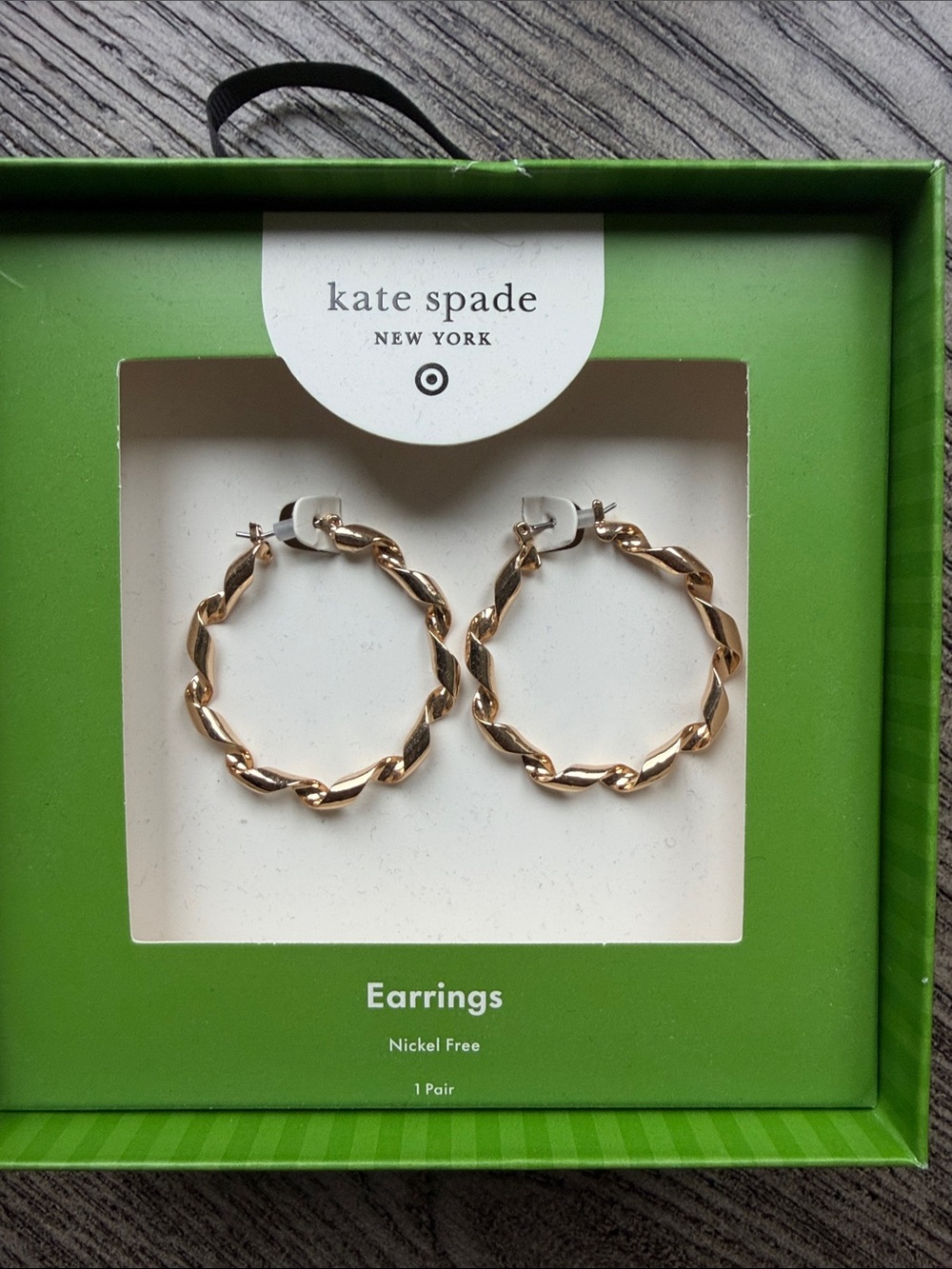 NWT Kate Spade Braided Gold Hoop Earrings